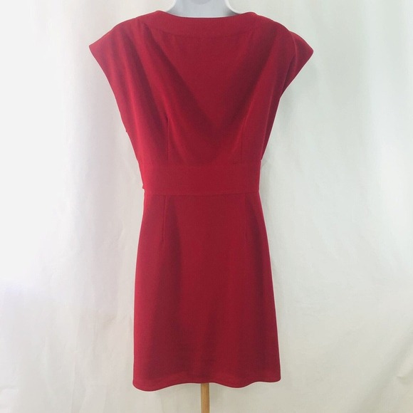 Gianni Bini Women’s Red Dress Sz 4 Fit And Flare With Tie Lined Cap Sleeves EUC - Picture 5 of 10